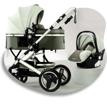 Carrinho de bebê e bebê conforto - lavanderia