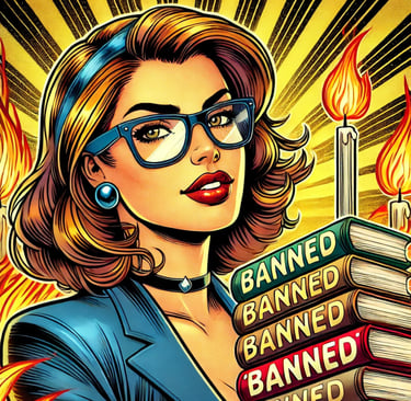 a woman in a black jacket and glasses holding a book