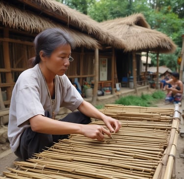 man in gray dress shirt making leaf craft