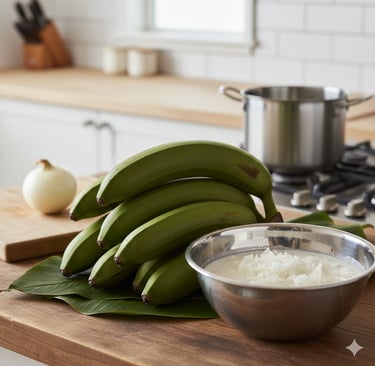 “Fa’alifu fa’i, Samoan green bananas in salted coconut cream served as a savoury side dish.”