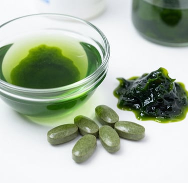 Green spirulina and chlorella supplements for natural healing and spiritual awakening