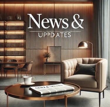 Ambiente com poltrona, mesa, café e jornal, simbolizando leitura sobre economia e empreendedorismo
