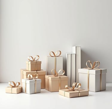 El Top 10 de Regalos 2024 puestos en una mesa Blanca