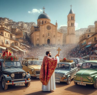 a priest in a red robe and a priest in a red robe