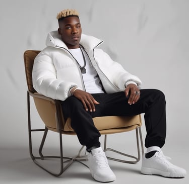 A close-up shot of a men's premium activewear set in charcoal gray with orange accents, displayed on a sleek black background.