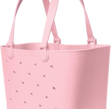 pink beach bag with holes