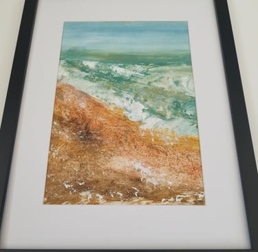 Sea Vitality at Camber Sands, 43 x 33 cm, acrylic and Camber sand on paper, £90