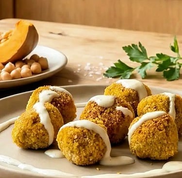 Vegan veggie balls made with pumpkin and chickpeas