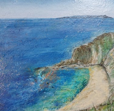 Reflections at Weymouth, 20 x 20 cm, acrylic on canvas, £50