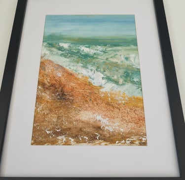 Sea Vitality at Camber Sands, 43 x 33 cm, acrylic and Camber sand on paper, £90