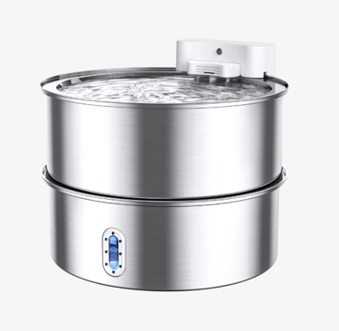 Meowant adjustable stainless steel water fountain for cats and dogs.