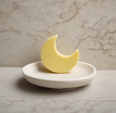 Two handcrafted soap bars are placed on a light, textured surface. Each bar has a round label with the words 'Eden Crafted' and a minimalist botanical illustration. The soaps appear to have natural, earthy tones and textures.