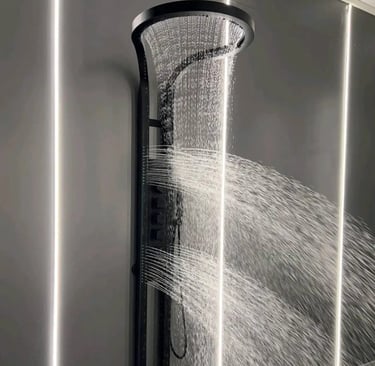 a shower head with a shower head and a shower head