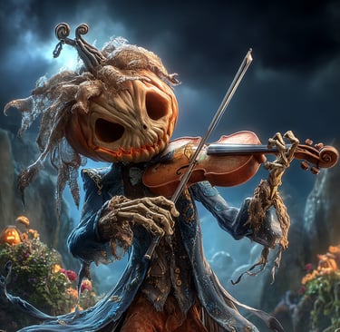 Pumpkin King playing a violin 