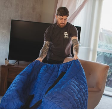 deanos removals covering furniture in a worcester home