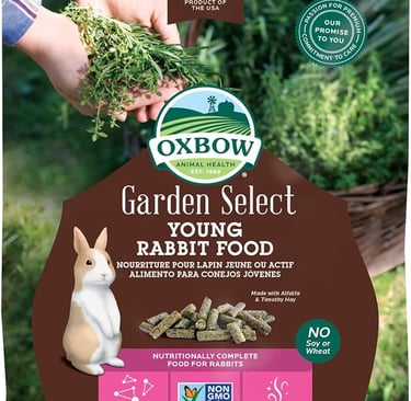 Hot Cross Buns' recommended food pellets for baby rabbits: Oxbow  Garden Select for Young Rabbits
