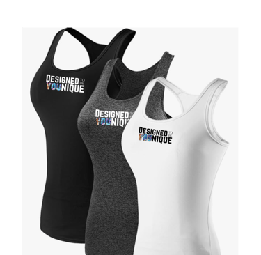 3 fitted tank tops, black, gray, white