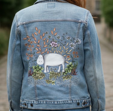 Girl wearing a printed jacket