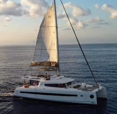Notre Bali 54 avec les voiles grandes ouvertes lors d'une excursion à Lisbonne