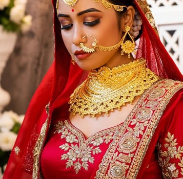 City Girl Jewellery 24ct Gold-Plated Copper Bridal Nath – Floral Design Nose Ring for Brides