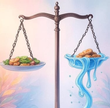  Illustration symbolique balance orthorexie règles alimentaires rigides versus liberté alimentaire d
