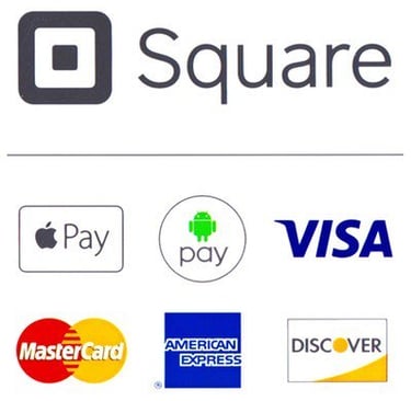 a square logo with the words square pay
