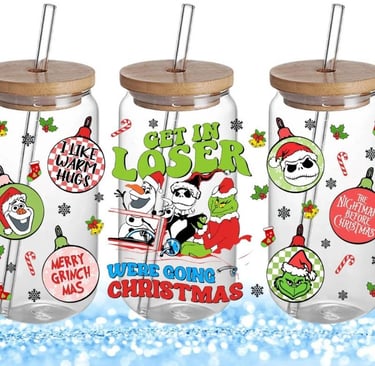Festive Movie Characters UV Printed Soda Glasses Set