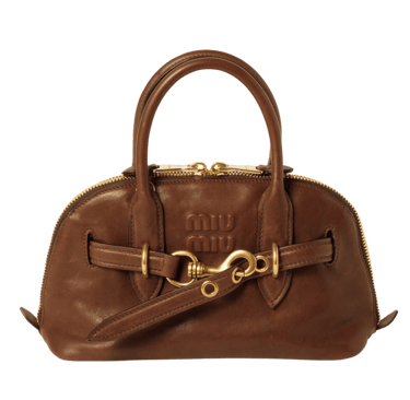 yellow app dhgate finds Miu Miu Aventure Nappa Leather Top-handle Bag In Braun