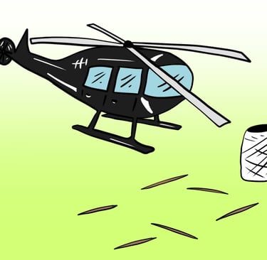 helicopter, toothpicks, and string