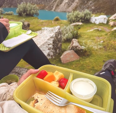 Lunch at a lake Nevado Mateo in Peru