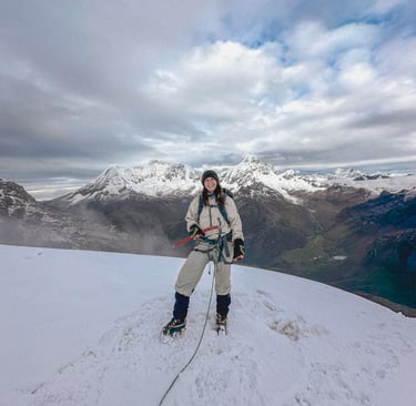 Girl on the summit of Nevado Mateo Peru