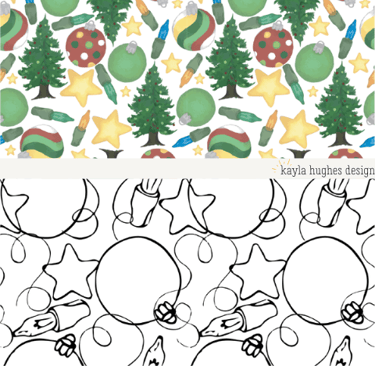 a nostalgic Christmas pattern filled with all of the elements reminiscent of Christmas