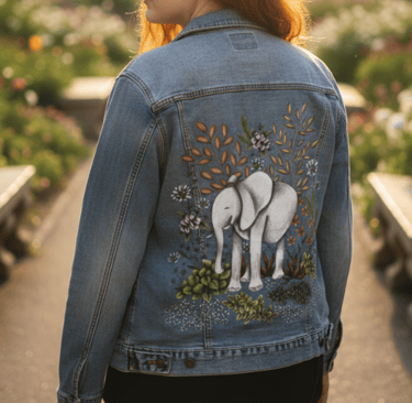 Girl wearing a printed jacket