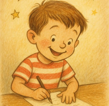 Niño rellenando formulario de cuento personalizado