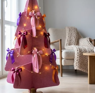 roze vilten kerstboom