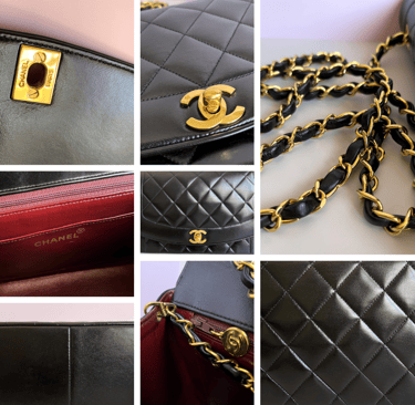 Chanel vintage black lamkskin medium Diana