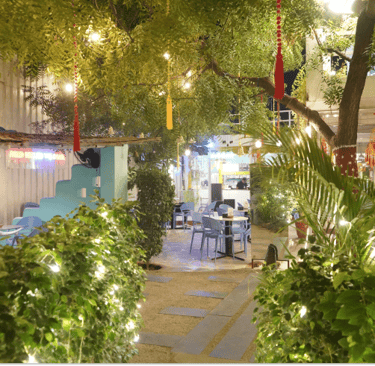 Relaxing ambiance, coffee, and greenery at Basil The OtherSide, Ahmedabad.
