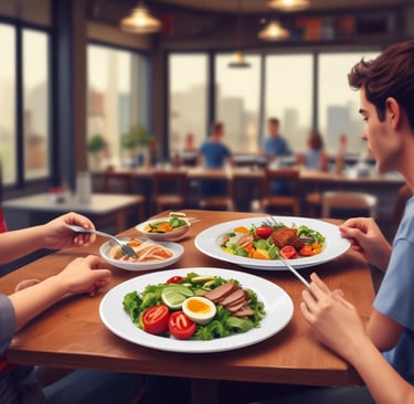 a sign that says eat on the side of a building