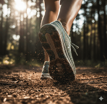 Hardloop schoenen rennen door het bos