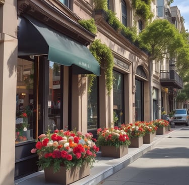 luxury flowers outside luxury florist in LA street