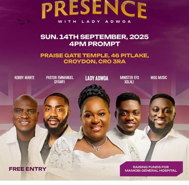 in his presence lady adwoa adwoa armah kobby mante emmanuel gyamfi efo xoxali mog croydon london uk