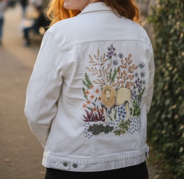 Girl wearing a printed jacket