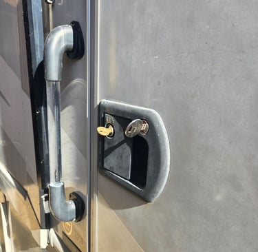 Close up of RV lock, representing Jack’s Locksmith trusted RVA and Motorhome key cutting and ignition repair services in WNC