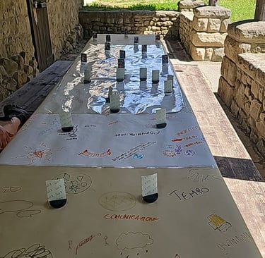 a table with a chess game on it