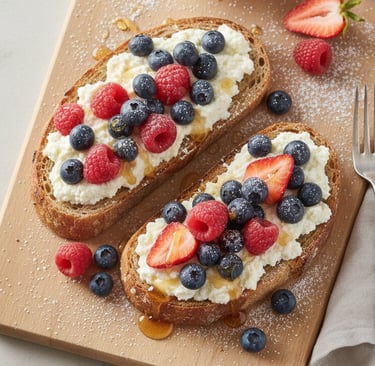 pane tostato con ricotta e frutti di bosco