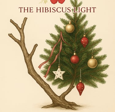 a christmas tree with ornaments and ornamen and a bleechh branchts on it