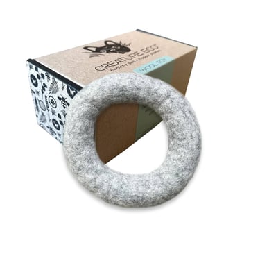 Creature ECO wool ring dog toy — 100% natural, non-toxic play ring