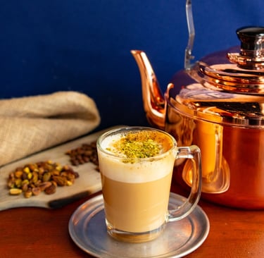 Best Spanish latte with Pistachio garnish at a Chai Shop
