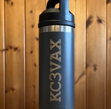 laser engraved drink tumbler with amateur radio call sign