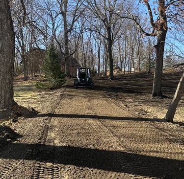 finish dirt grading in residential backyard